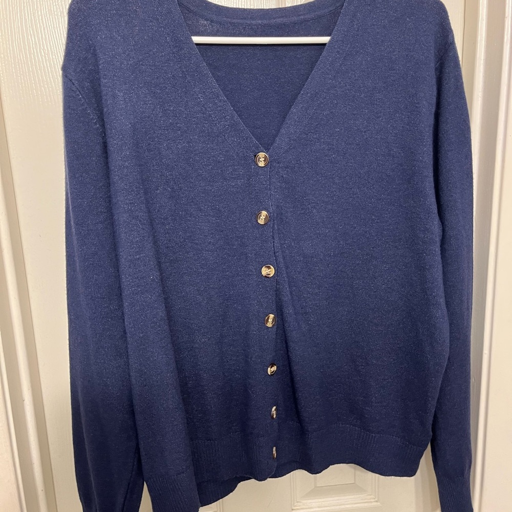 Classic Navy Blue Women's Sweater Cardigan